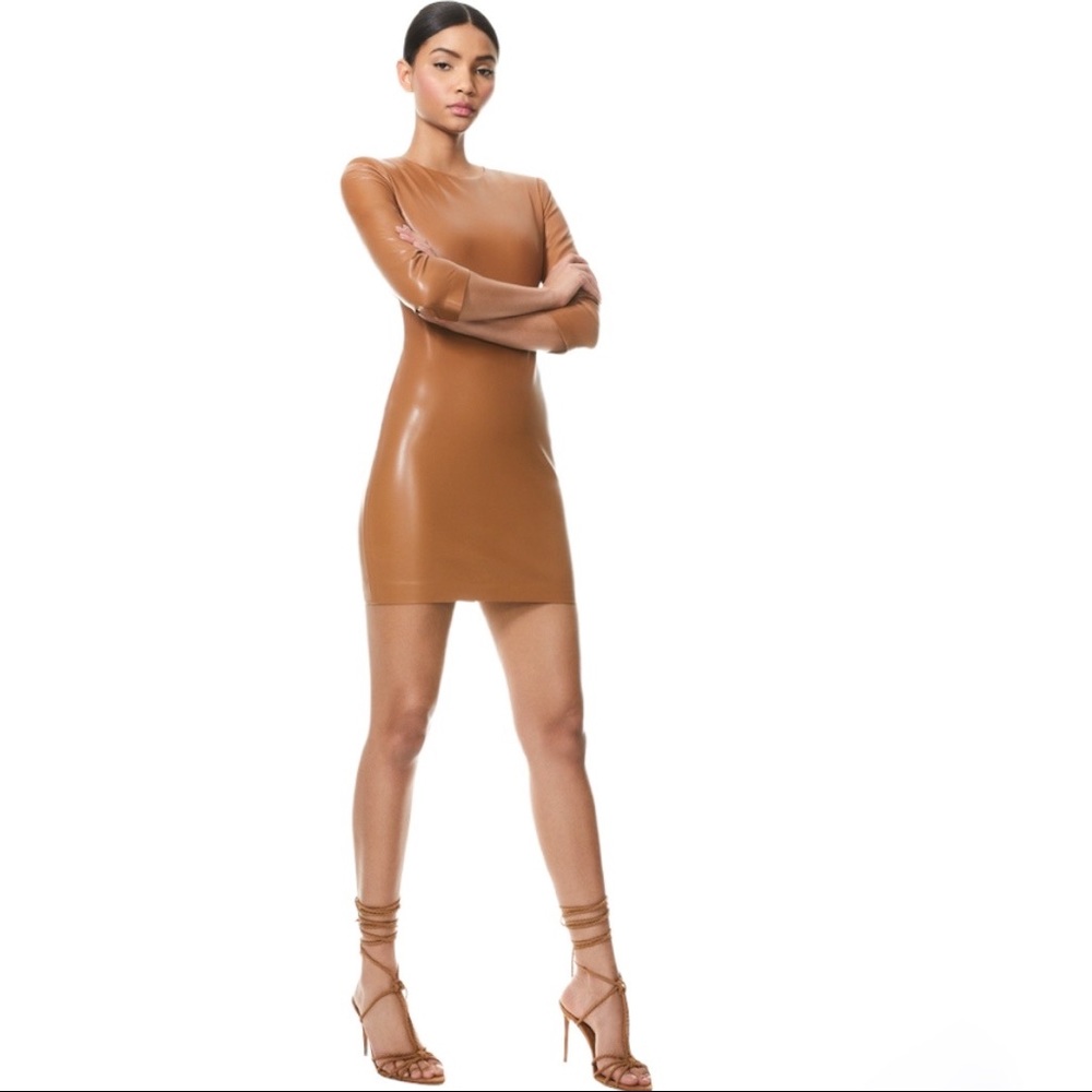 Alice + Olivia Tan Leather Dress
